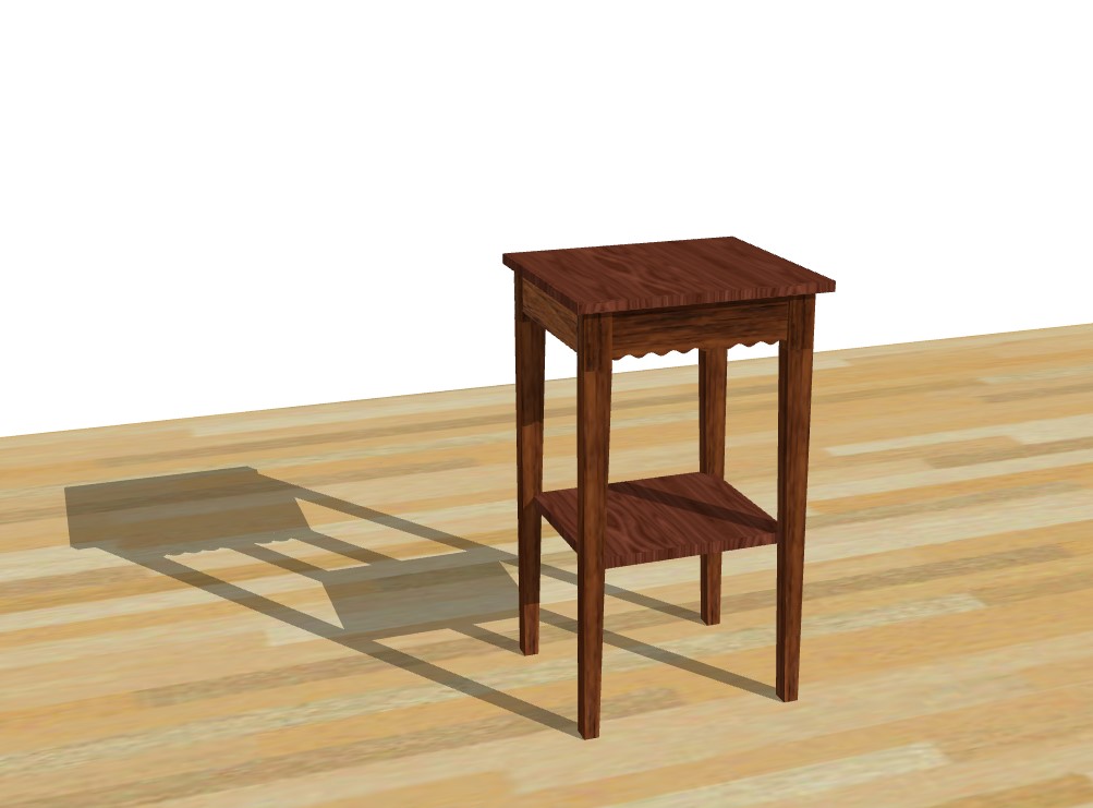 Walnut nightstand CAD render
